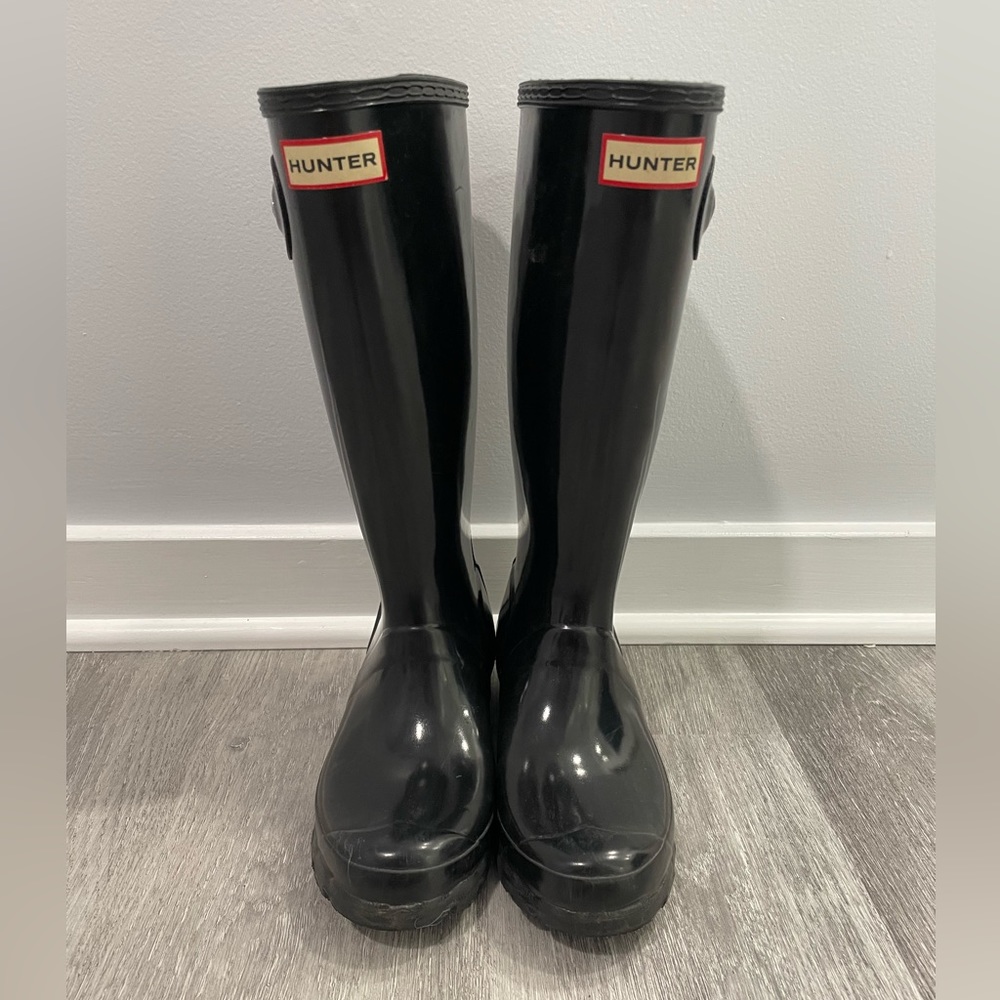 Hunter black high rain boots
